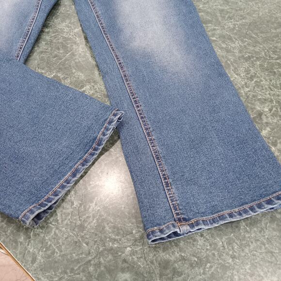 FRYE Medium wash blue denim high rise straight leg Distressed jeans size 12/31 - Picture 2 of 12